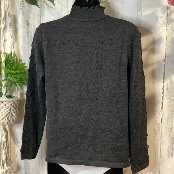 Hardy Amies Collection Gray Mock-neck Sweater Academia - Picture 6 of 11
